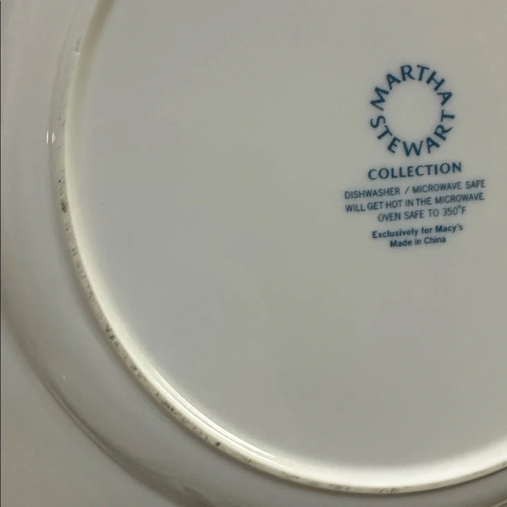 Martha Stewart For Macy's Stockholm Blue &‎ White Pattern Dinner Plates Set Of 4